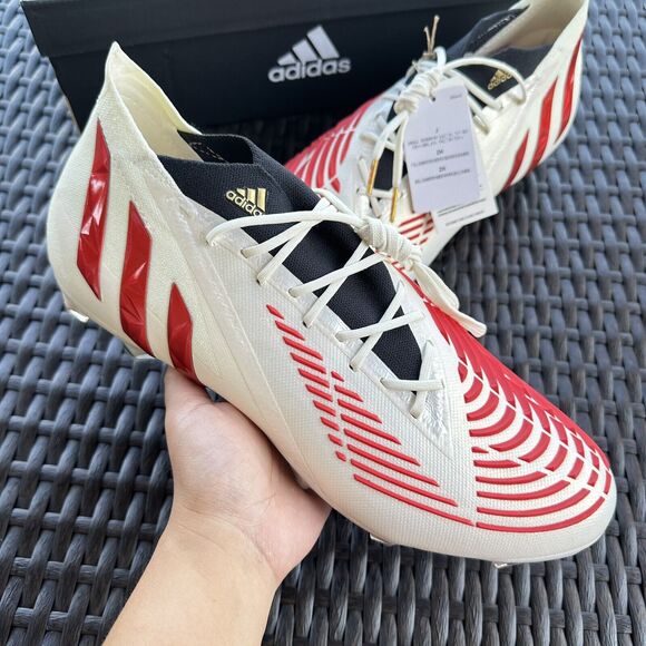 adidas Other - Adidas Predator Edge.1 FG Off White Vivid Red Men's Soccer Cleats H02933 Size 12